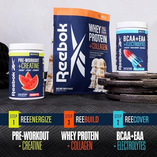 Reebok ReeCover 30 servings container angled lifestyle view
