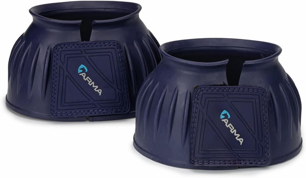 Shires ARMA horse bell boots packaged for direct USA import