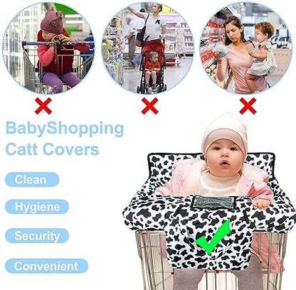 Polovillae infant grocery cart cushion showing the transparent mobile phone pocket feature.