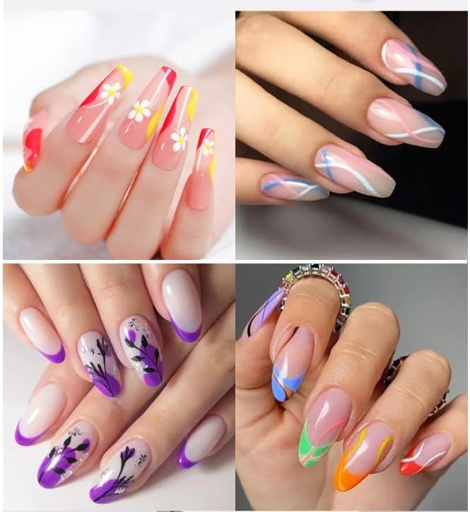 Professional nail art set with white acrylic marker for 3D designs