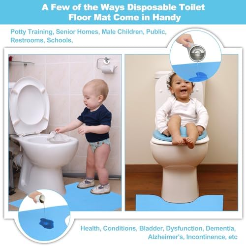 Side perspective of the water resistant backing of the Miumoon disposable toilet mat.