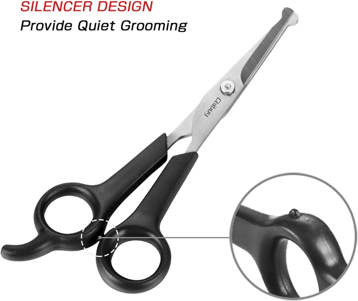 Chi-buy round tip dog eye cutter shears close up of stainless steel blades.