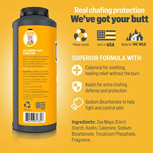 USA imported Anti Monkey Butt powder for friction defense and skin soothing.