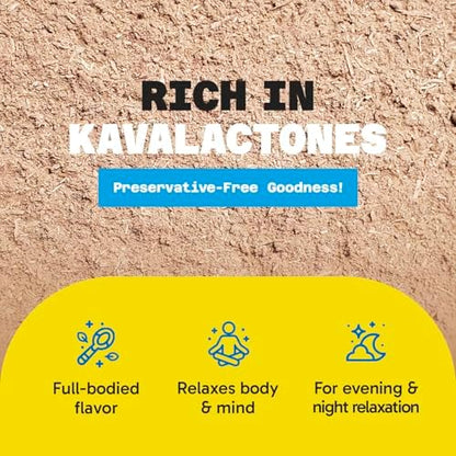 Nutritional facts and dietary supplement information on Fiji Vanua Kava packaging