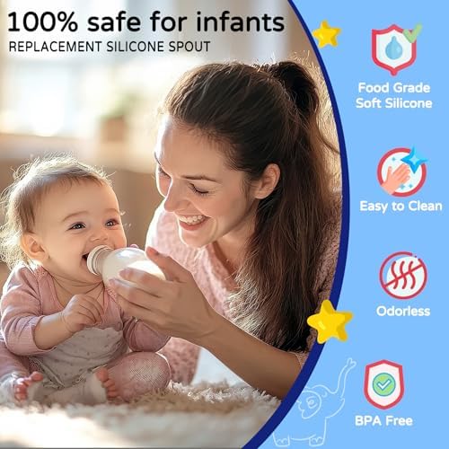 Six pack bundle of clear silicone replacement teats for infant training cups.