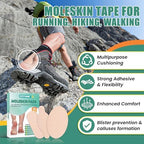 Multi-shape moleskin adhesive tape for sports and running shoe comfort.