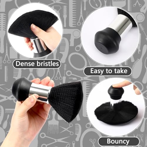 Ergonomic neck duster brush with soft nylon bristles included in the FEBSNOW barber supplies bundle.