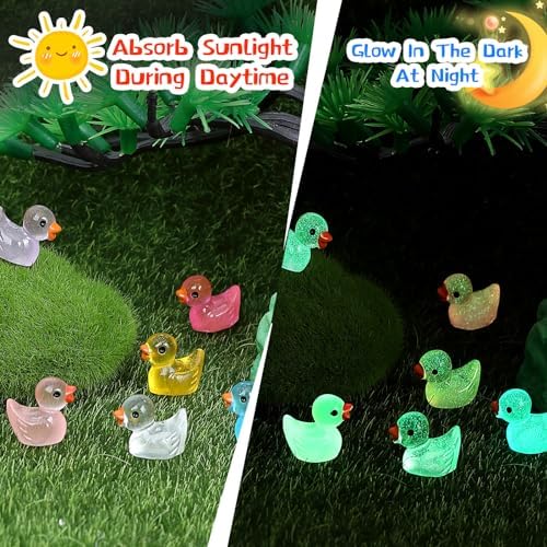 Assorted bulk pack of tiny multi colored resin ducks for DIY craft projects and fairy gardens.