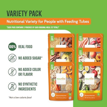Real Food Blends variety pack nutritional information and ingredients label