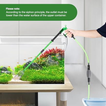 Fish tank water changer assembly with securing clip