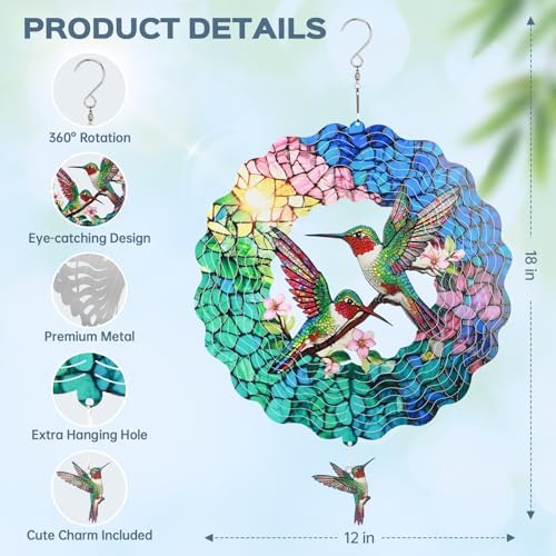 Idea Show hummingbird wind spinner rotating in a breeze