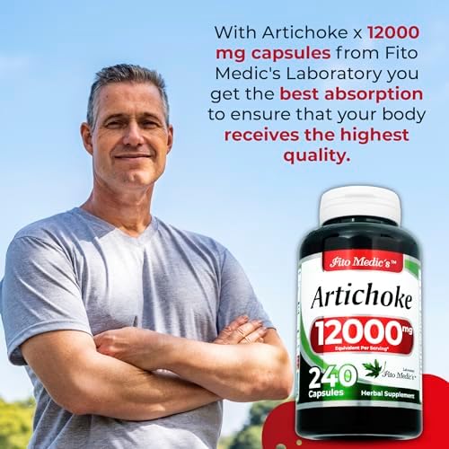 Back label of Fito Medics Artichoke supplement showing ingredients and serving directions.