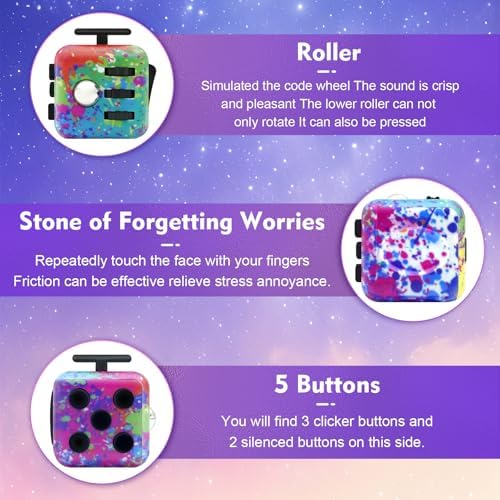 Different sides of the durable ABS plastic sensory cube demonstrating the audible and silent switches.