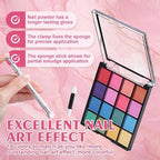 Jaojao nail pigment palette showing 16 vibrant pastel and metallic shade grids
