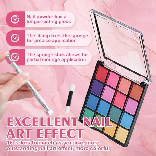 Close up of chrome nail powder palette texture