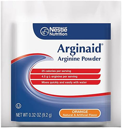 Arginaid drink mix sachets display for medical nutrition support