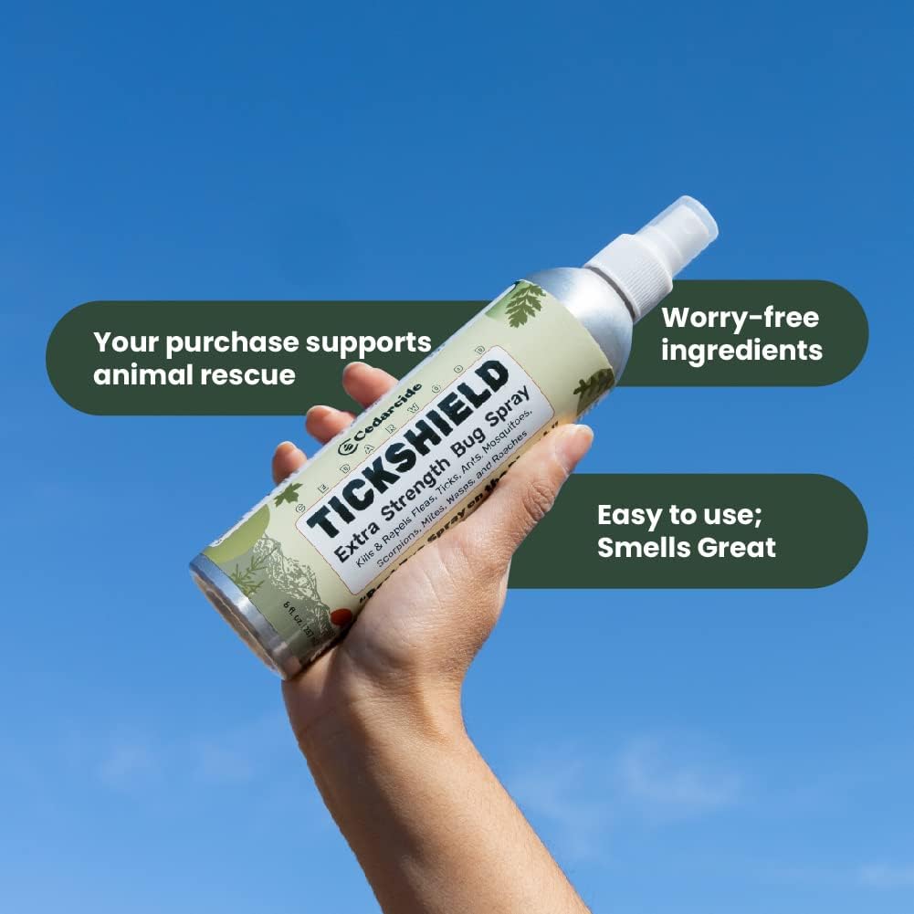 Back view of Cedarcide Tickshield kit packaging showing usage instructions