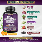 StrongVit Neumina NAD Resveratrol Supplement back label showing ingredients and supplement facts