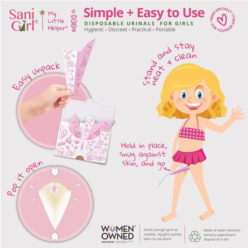 Side view of SaniGirl disposable paper pee funnel for kids