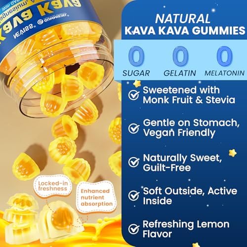 Close up of Neviss premium sugar free herbal gummies for sleep and emotional balance