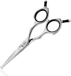 Premium lightweight HASHIMOTO curved dog grooming shears side profile angle