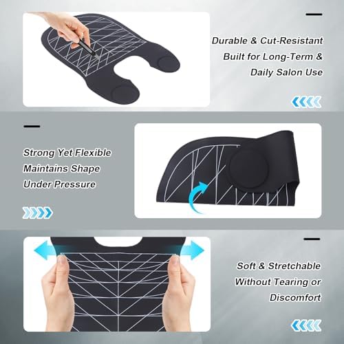 Durable hairdressing collar demonstrating its waterproof and chemical resistant non porous surface.