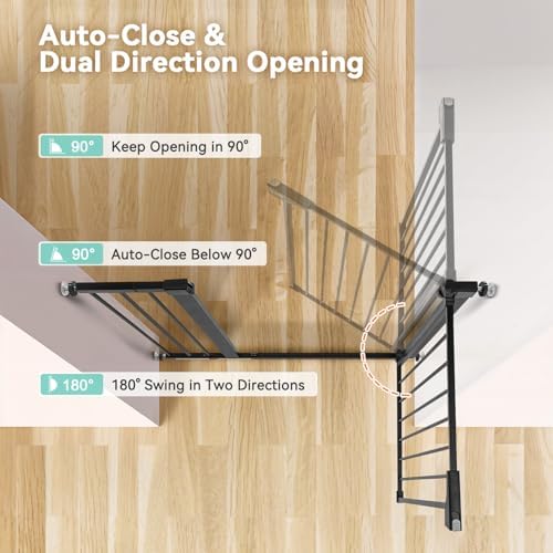 Comomy extra wide steel pet gate protecting the bottom of home stairs.