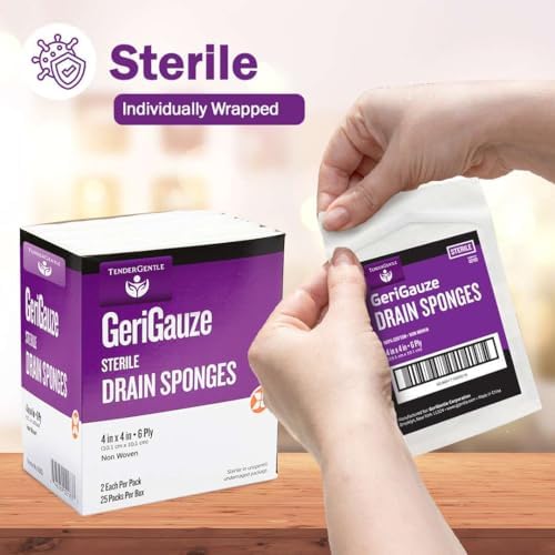 TenderGentle sterile drain sponges individually wrapped pouches for tracheostomy care