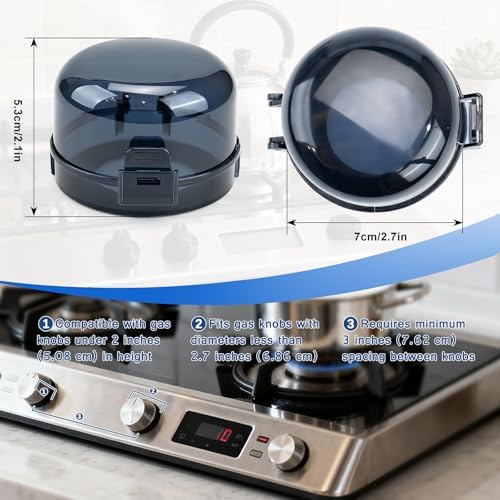 Childproof gas oven knob locks installed on stove