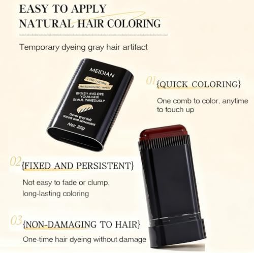 Person using Moongaze root touch up stick on gray hair