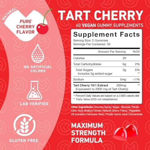 Purefinity Tart Cherry Gummies close up of chewable gummies