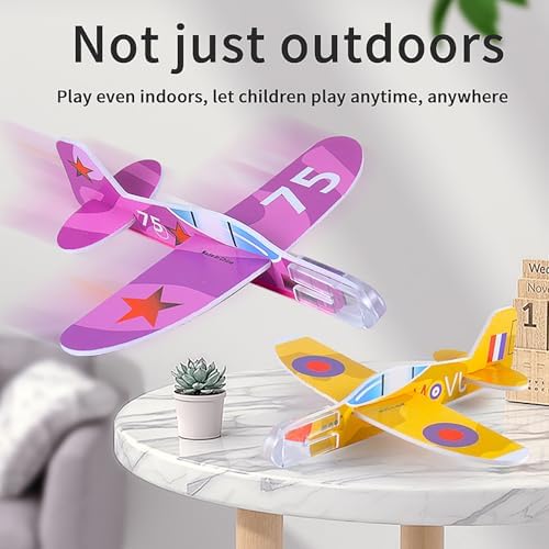 Durable flexible foam glider body pieces prior to being connected together by children.