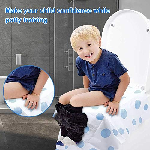 Extra large portable potty training seat cover fully laid out over a western commode