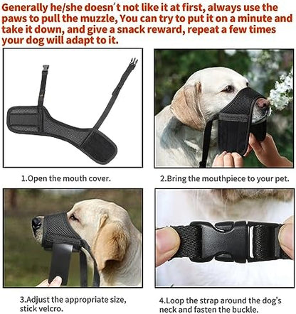 Detailed graphic highlighting the snout circumference and length measuring points for the perfect fit.