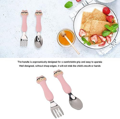 Durable 304 stainless steel spoon and fork set for kids