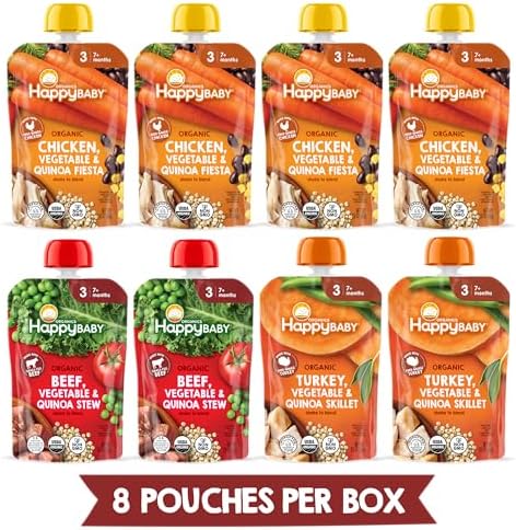 Back of Happy Family Organics baby food pouch showing organic certification