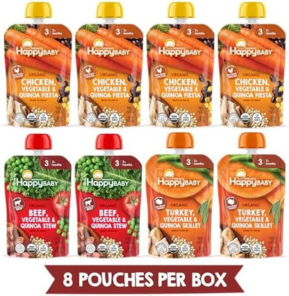 Back of Happy Family Organics baby food pouch showing organic certification