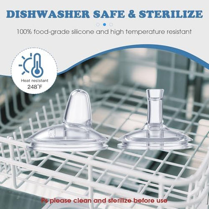 Close up view of the durable and dishwasher safe silicone transition nipple