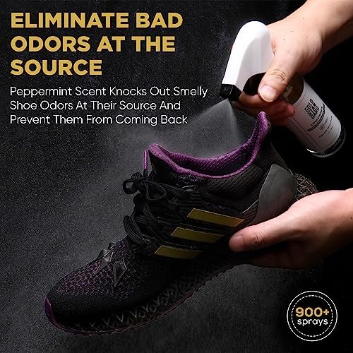 Peppermint and tea tree oil shoe freshener bottle for athletic footwear