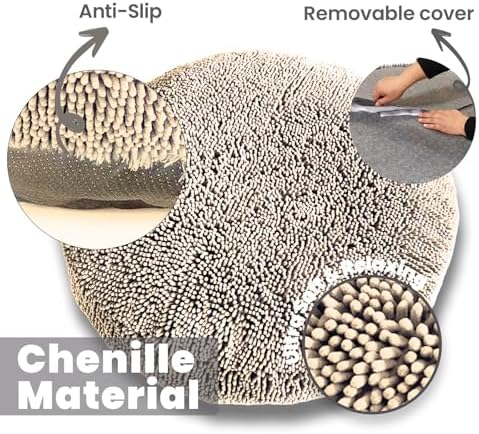 Muddy Mat(R)Cloud K-9 Bed for Dogs & Cats, Soft & Relaxing Donut Dog Bed, Chenille Material, Removable Cover, Washable & Dryer Safe-Beige Medium(35'x35') - Image 3