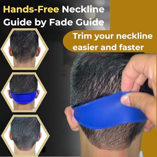 Fade Guide used as a neckline shaving template on a man