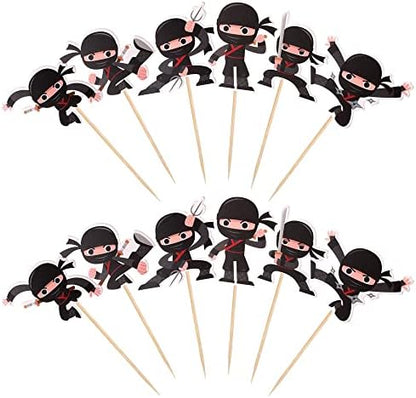 Martial arts karate and kung fu cupcake decorations on a dessert