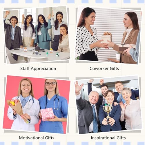 Gejoy miniature desk decorations packaged inside clear gifting bags with adhesive rubber dots shown
