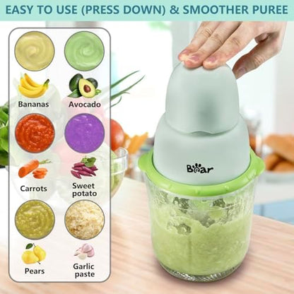 Bear infant food maker blending fresh fruits and vegetables into puree.
