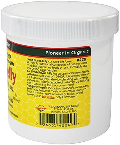 Close up view of nutritional information label on YS Eco Bee Farms royal jelly liquid