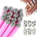Wokoto 15-piece nail art stamp pen set with pink handles