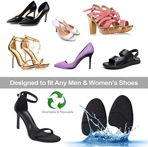 Comparison of black clear and beige shoe grips for various footwear styles.