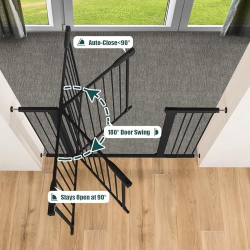 Keny wide stair gate demonstrating the convenient auto close hinge mechanism.