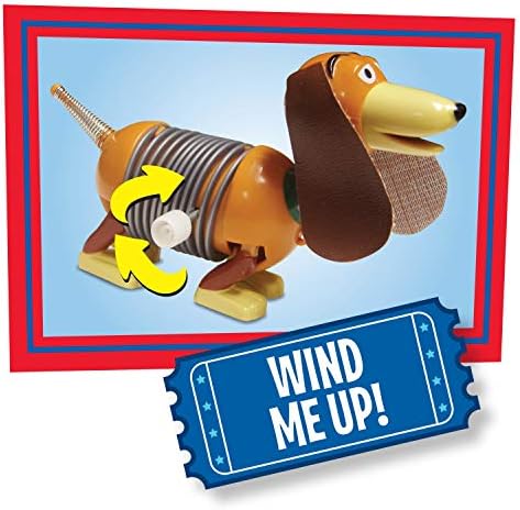 Authentic USA imported Slinky Dog wind up figure placed on a flat white background