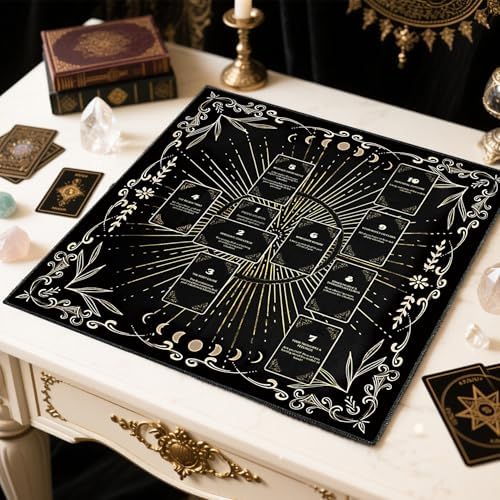 Top down view of Knana 23.6 inch square tarot cloth